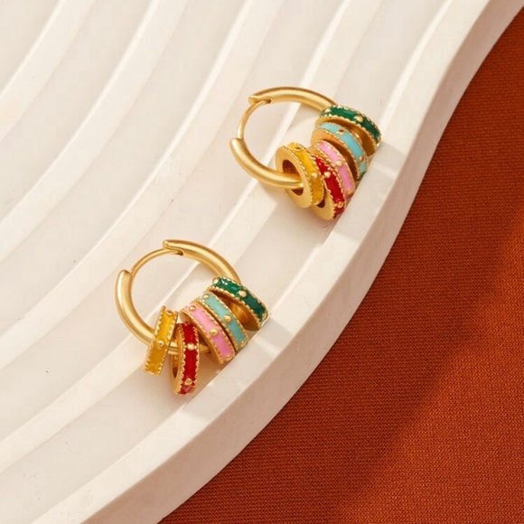 Madewell Jewelry - Gold and colorful enamel huggie earrings 🌈